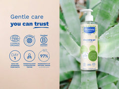 Organic cleansing gel with olive oil and aloe